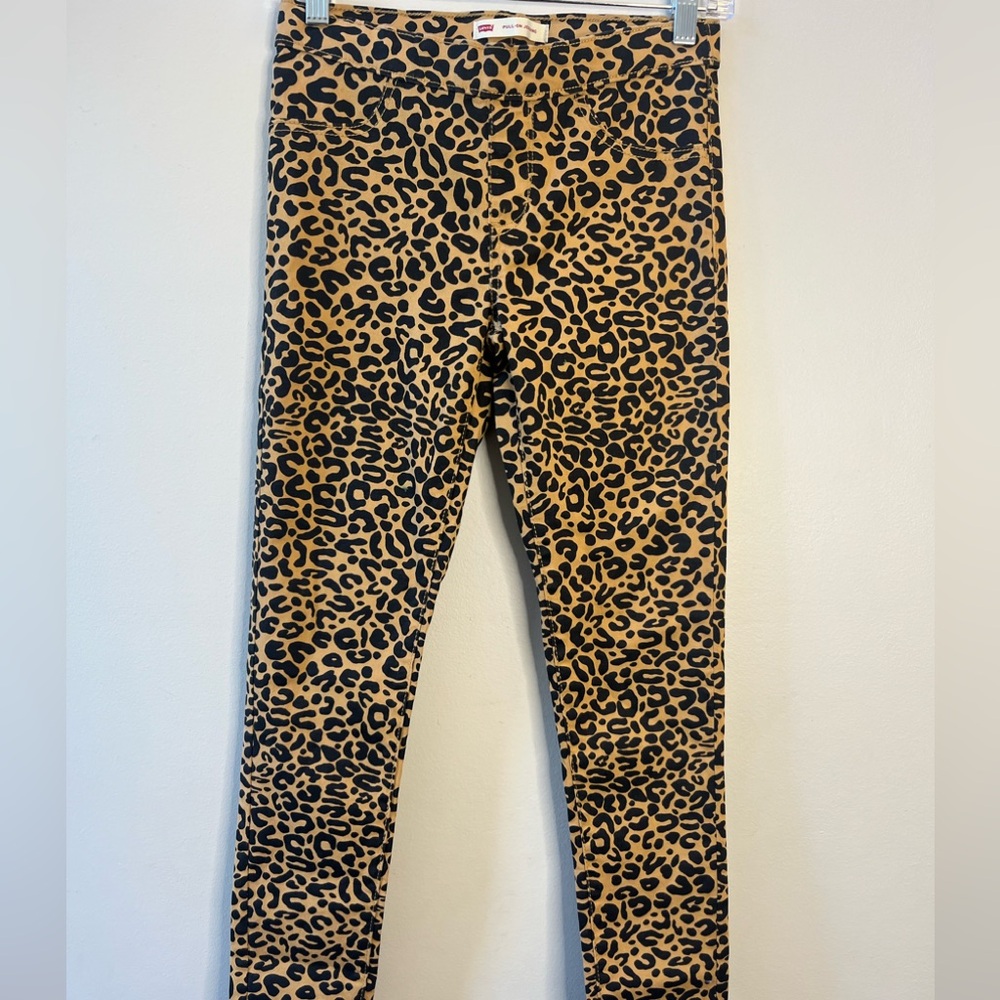 Levi's Girl’s 12R Black Tan Leopard Print Jeggings Comfortable Fun Pull On Pants
